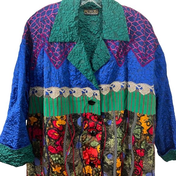 Koos Van Den Akker Couture Mix Art Print Patch Oversized Jacket Womens XXL - Picture 7 of 11